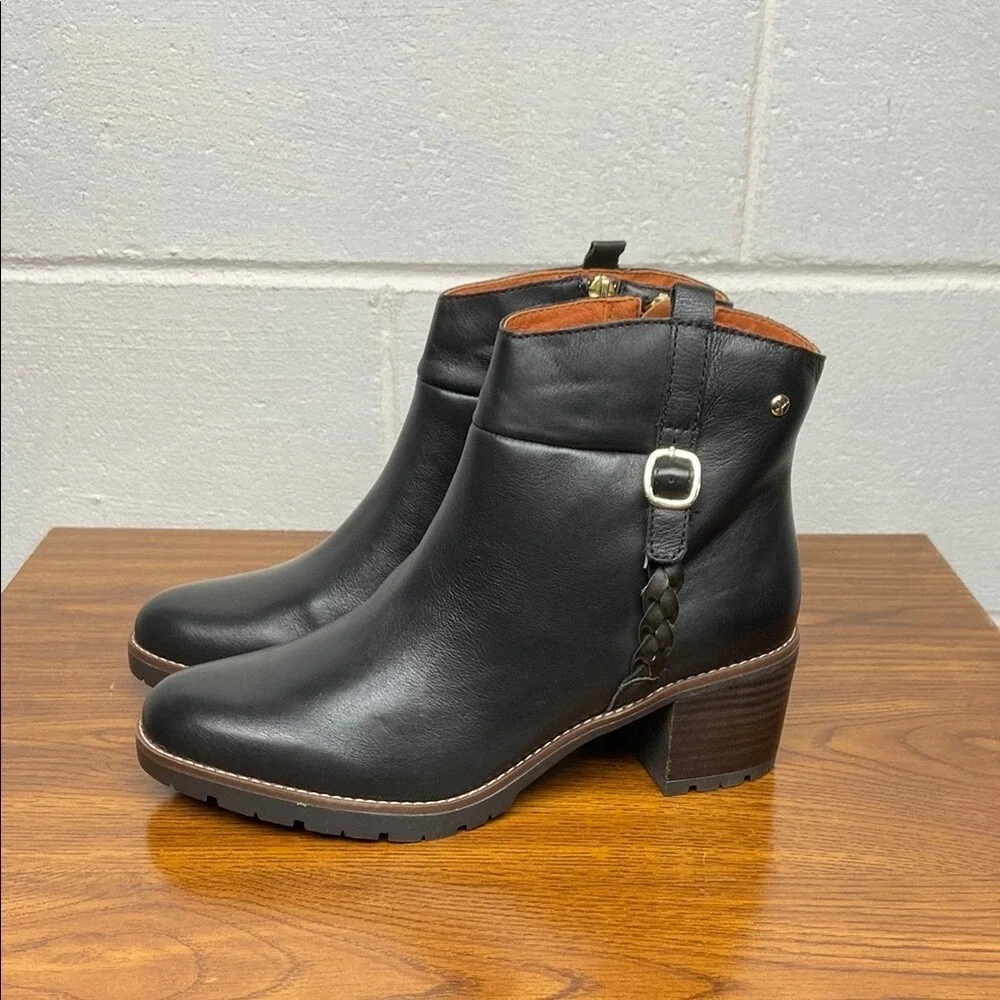 NIB Pikolinos LLANES Leather‎ Ankle Booties EU40/US 9-9.5 Black W7H-8578